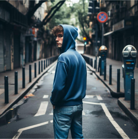 Парень оглядывается по сторонам